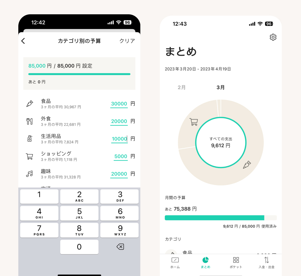 ワンバンクで予算を設定