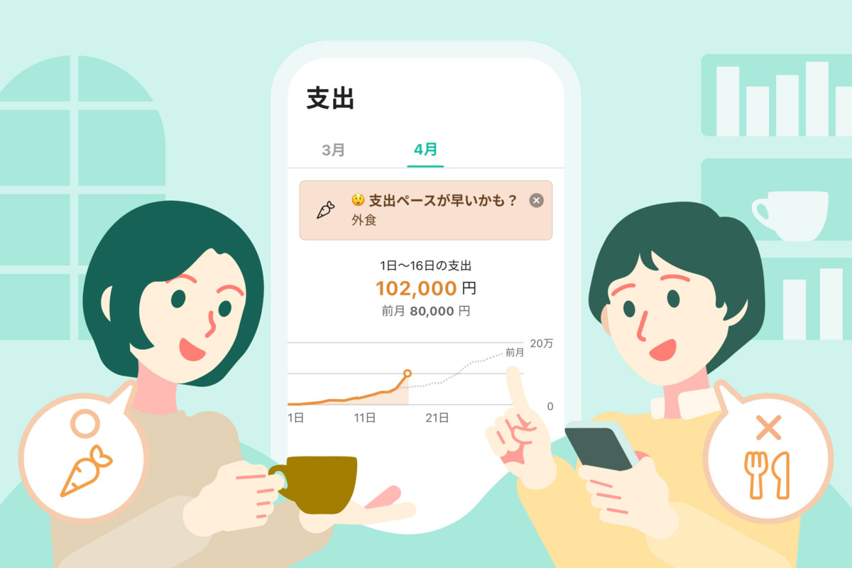 使いすぎ通知機能で、振り返りや会話のきっかけに